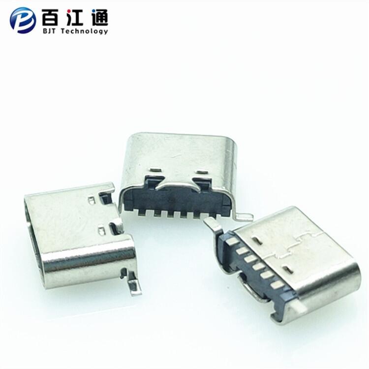TYPE-C貼片母座 6PIN 180度貼板type-c母頭 華為快充