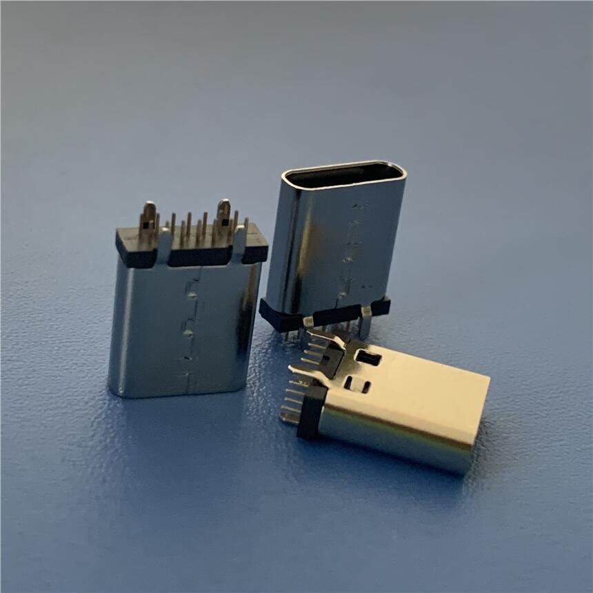 14P立式直插母座 TYPE-C 14P直插插座H=9.3/10.0/10.5MM立貼插座