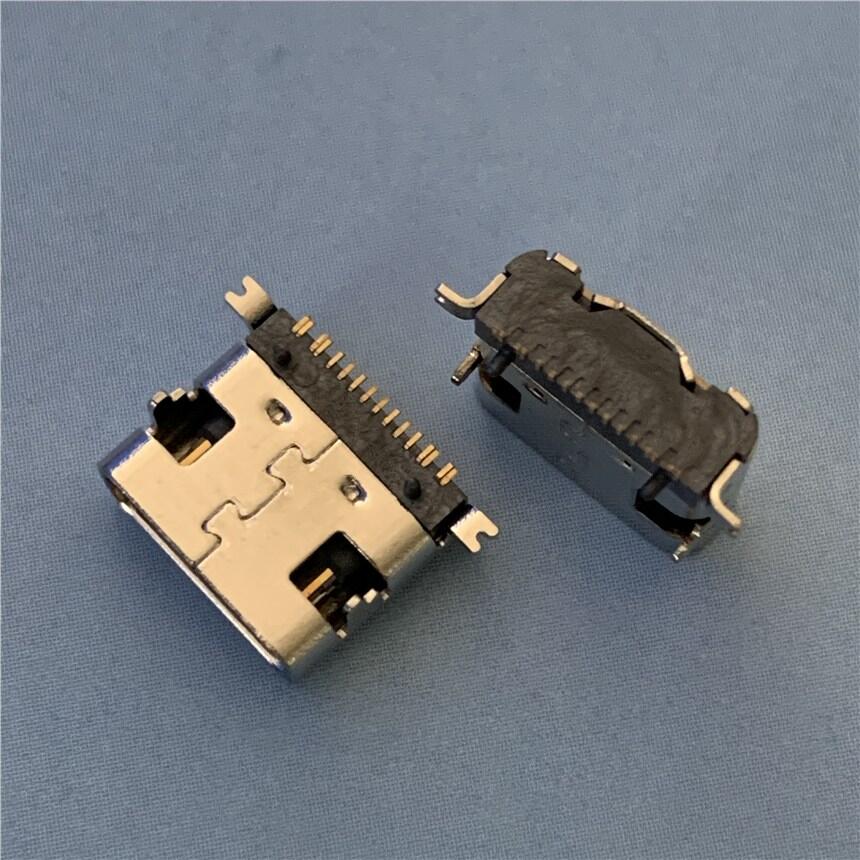 TYPE C單排16P前插后貼母座 USB 3.1板上DIP+SMT 16PIN貼板插座