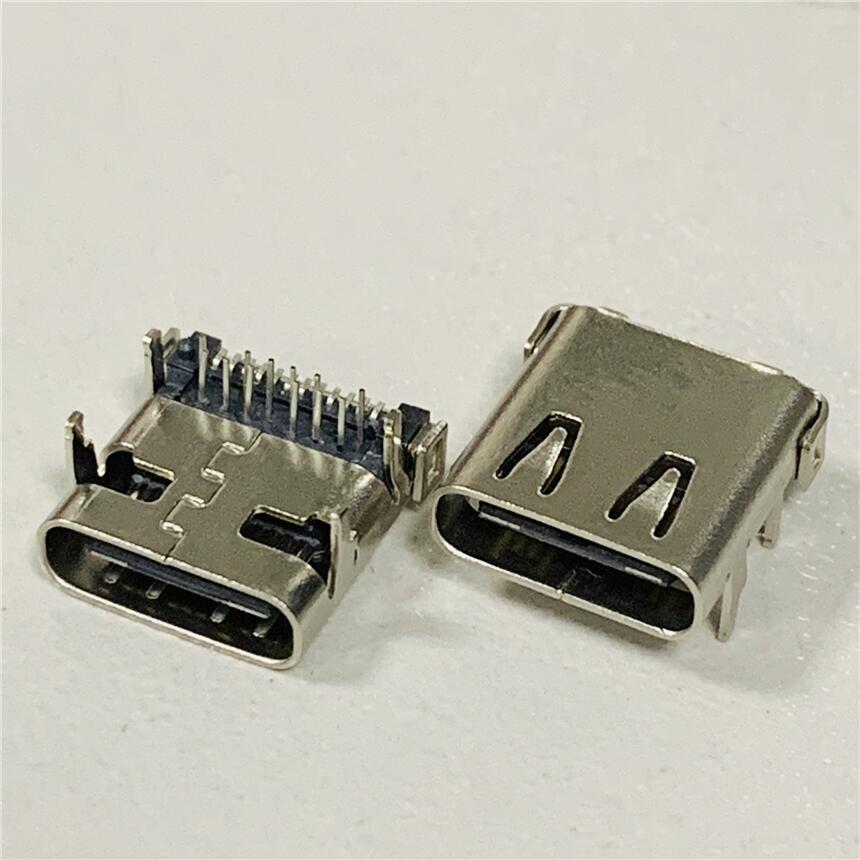 TYPE C板上插板加長1.8mm DIP+SMT 24Pin插座 半包 有彈