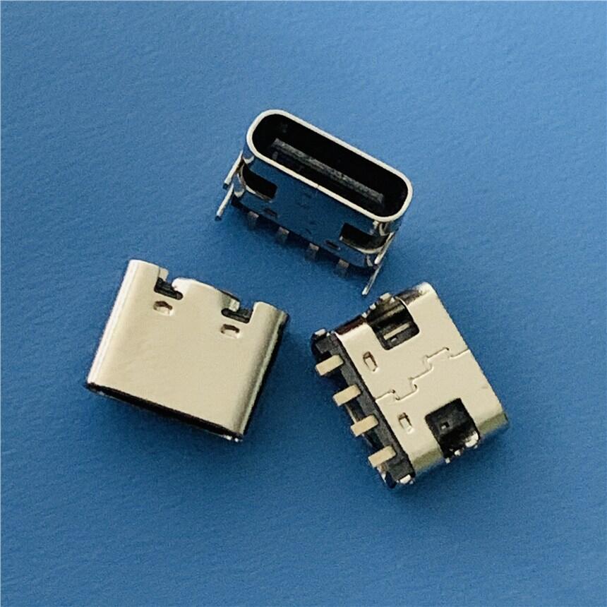TYPE C 4P簡(jiǎn)易充電插座 USB 3.1 4PIN板上四腳插板前插后貼母座L=6.8