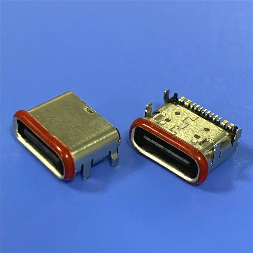 TYPE C 16P 板上防水母座 USB 3.1 臥式插板防水插座 鋅合金外殼16P防水