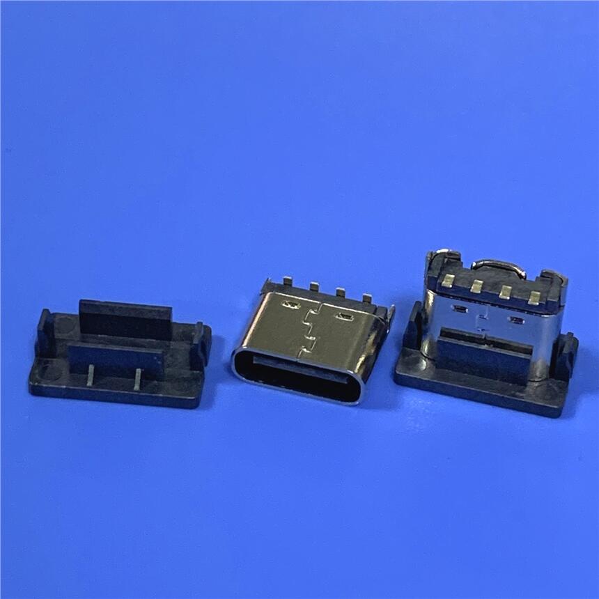 TYPE C 4P 立式貼片母座 L=5.0/5.5/6.5/6.8MM 4P立貼插座