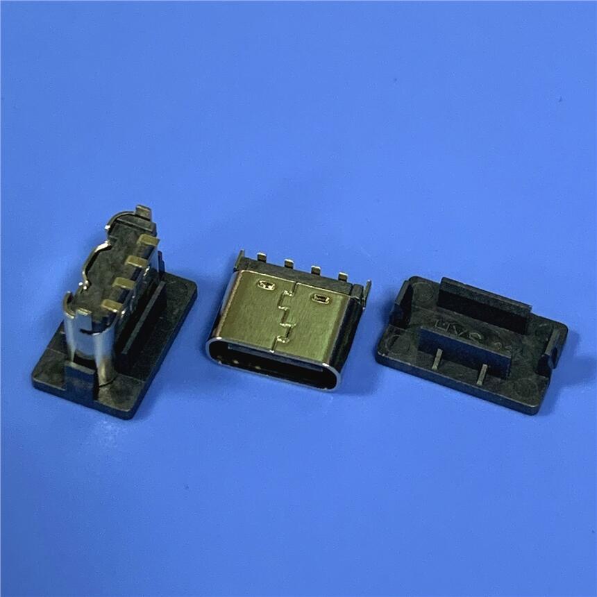 4pin立式貼片母座 TYPE C 4P 立式貼板母座 L=6.5/6.8MM