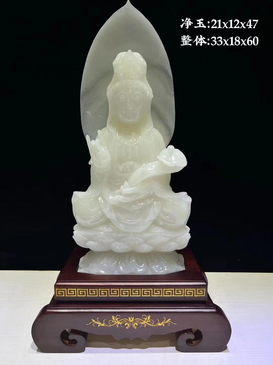 煥環(huán)祥 觀音菩薩玉石像 玉葫蘆 祠堂寺廟玉石佛像定做 批發(fā)