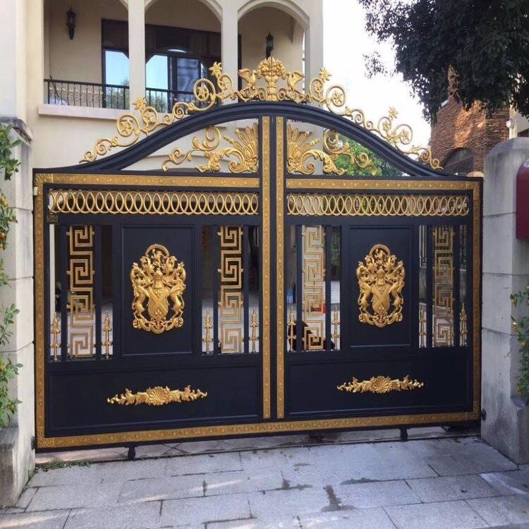 南陽(yáng)唐河縣黑色別墅庭院大門鋁合金圍墻護(hù)欄量身定制