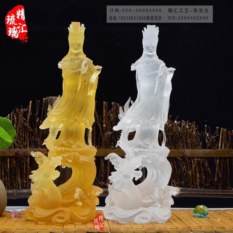 琥珀色海神圣賢媽祖佛像定制 江蘇琉璃佛像工廠 救苦救難菩薩 商場大型佛像藝術(shù)品定制