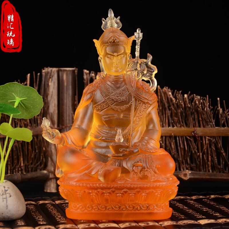 蓮花生大士琉璃佛像定做,現(xiàn)貨蓮花生大士,4寸琉璃小佛像