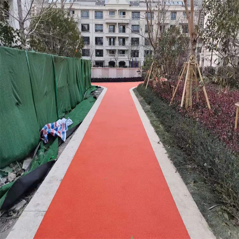 小區(qū)健身步道 游樂場塑膠地坪施工