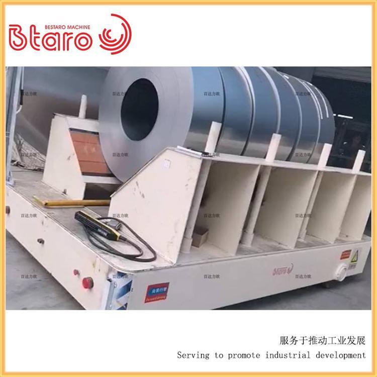 無軌平車百達力歐廠區(qū)鋼卷運輸電動無軌道平板車定制