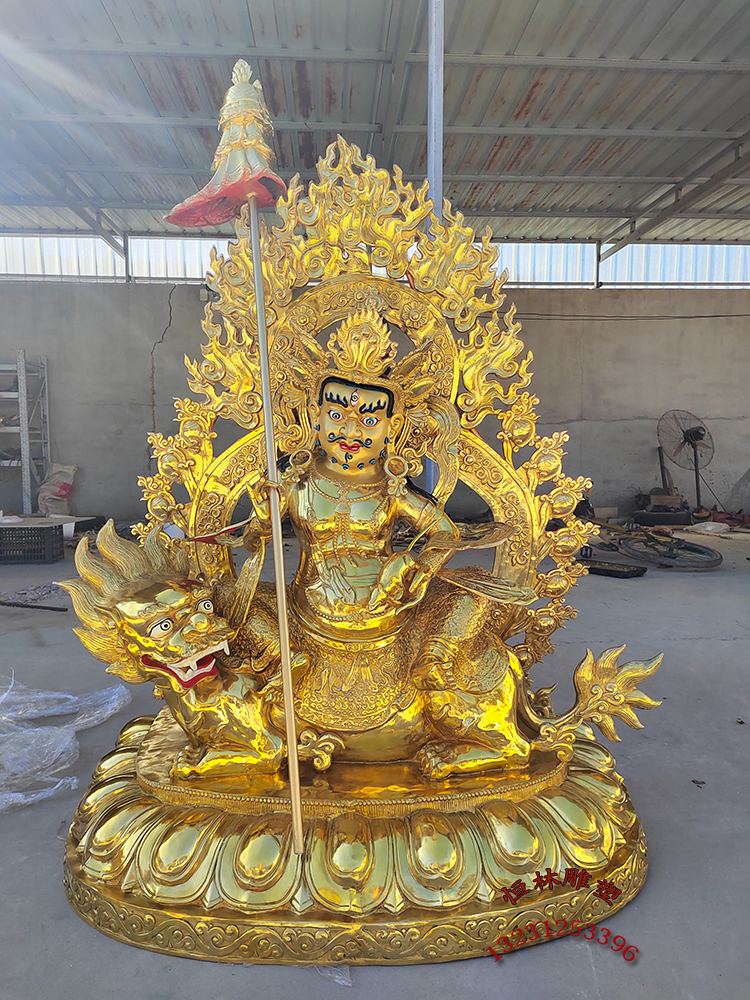 藏傳財寶天王銅佛像定做純銅大型寺廟鑄銅毗沙門天王護法銅像銅雕