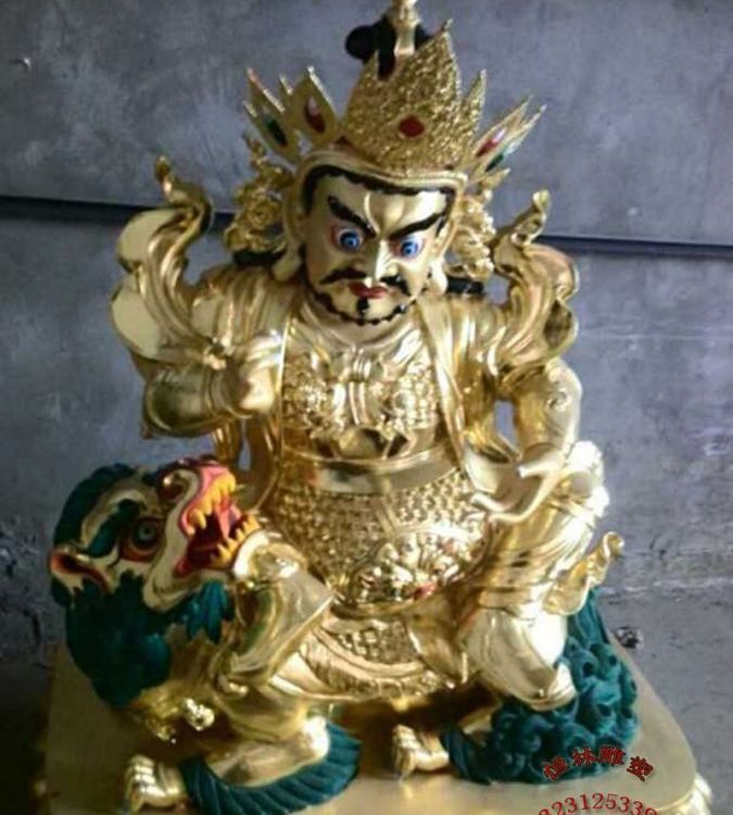 毗沙門天王護(hù)法佛像純銅鑄造大型藏傳寺院黃銅財(cái)寶天王密宗銅雕像