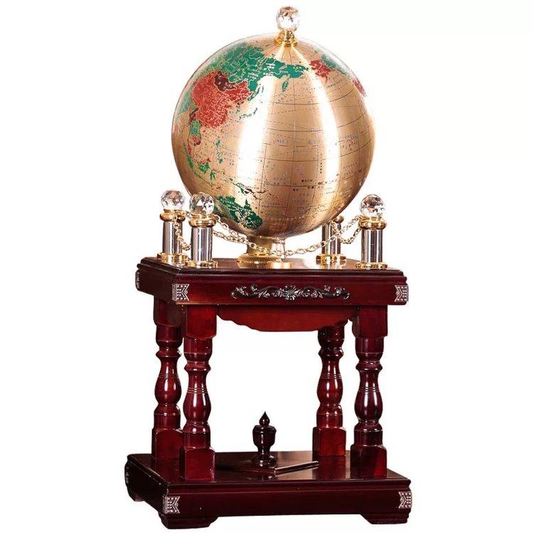煥環(huán)祥工藝純銅地球儀擺件定做實(shí)木浮雕地球儀禮品定制